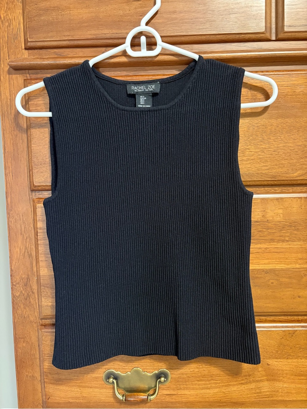 Rachel Zoe Black Ribbed Crewneck Tank